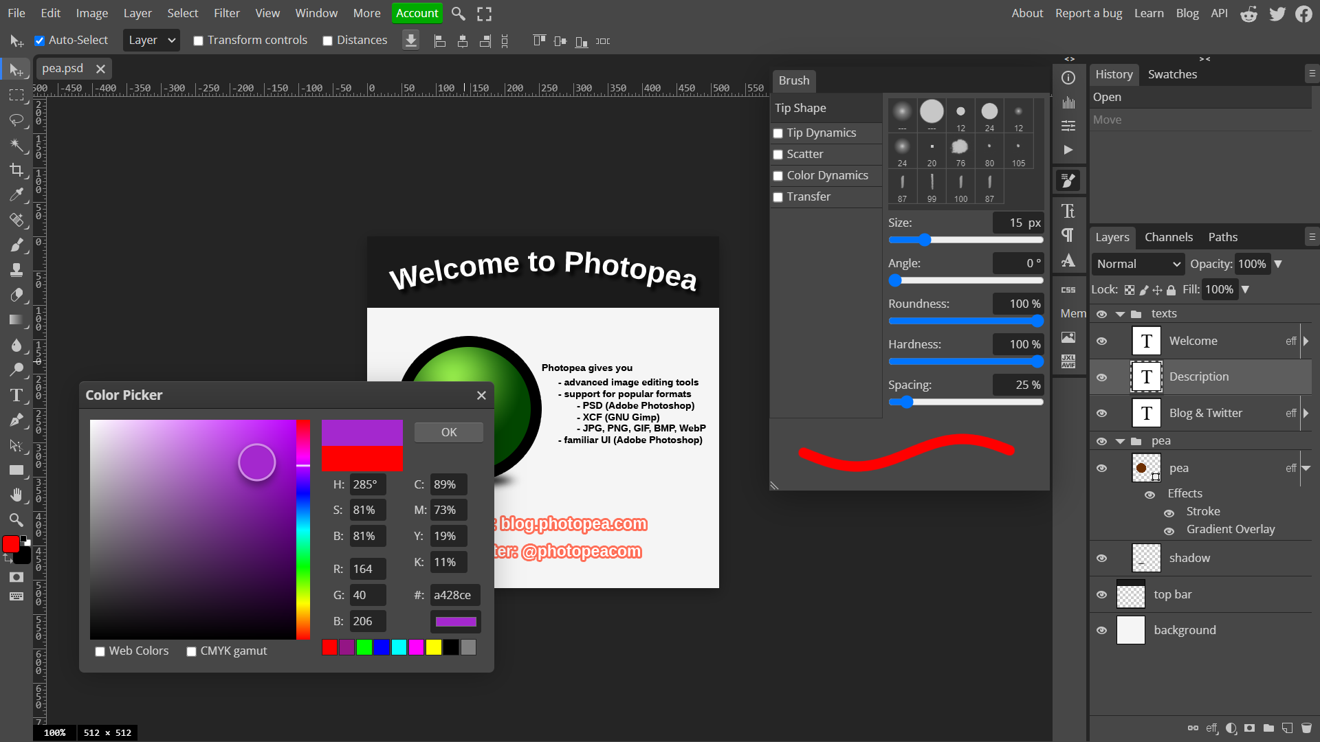 Photopea editor example